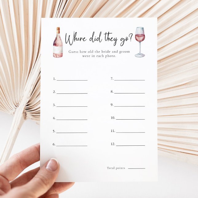 Elégant Vin Où Ont-Ils Aller Fête des mariées Jeu (Créateur téléchargé)