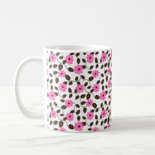 Élégant vin rose floral Motif café Mug (Gauche)