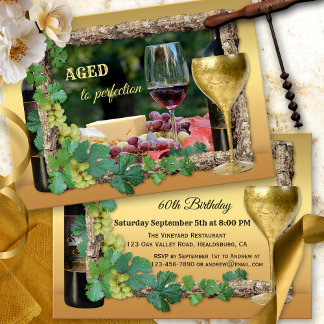 Elégant vin thème Anniversaire Fête Invitation