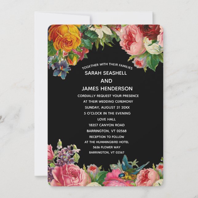 Elégant Vintage Antique Moody Mariage Invitations (Devant)