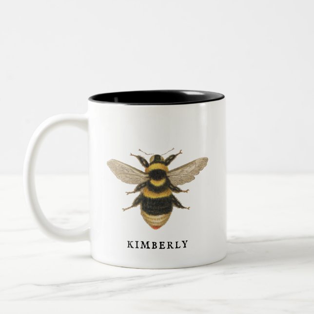 Élégant Vintage Bee Bumble Bee Coffee Mug (Gauche)