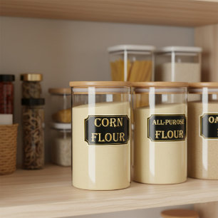 Élégant Vintage Black and Gold Pantry Étiquette