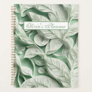 Élégant vintage blanc vert motif de feuille botani
