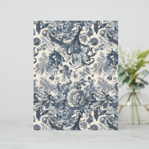 Élégant Vintage Bleu Floral Toile Fleurie