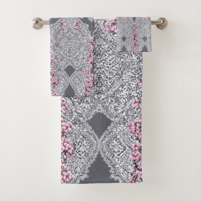 Élégant Vintage dentelle rose floral Shabby Chic (En situation)