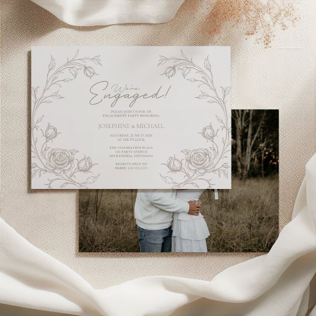 Elegant Vintage Engagement Party Photo Invitation (Créateur téléchargé)