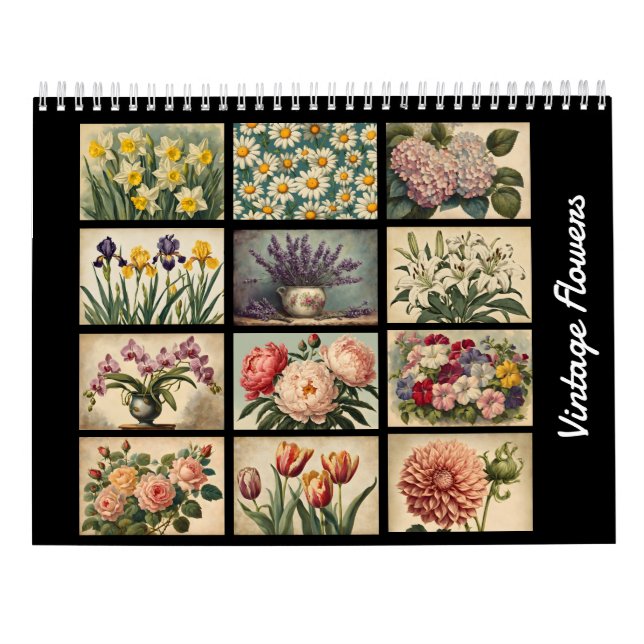 Élégant Vintage Floral Botanical Calendrier nature (Dos)
