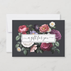 Élégant Vintage floral foncé Certificat cadeau
