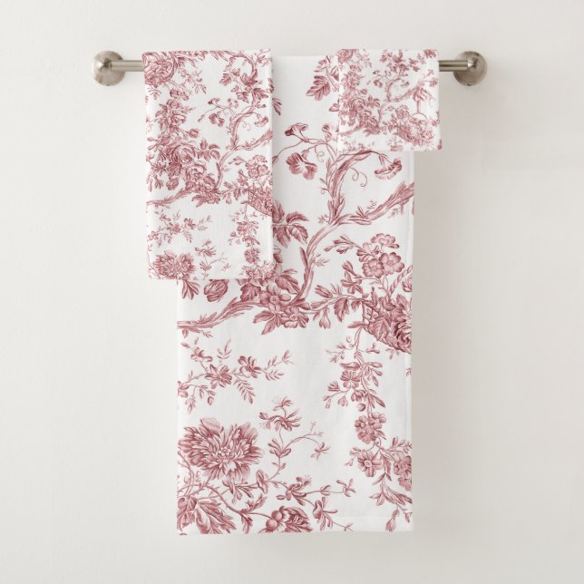 Élégant Vintage Français gravé Floral Toile-rose (En situation)