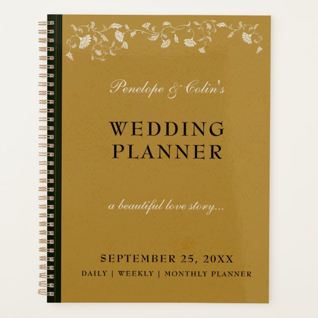 Élégant Vintage Gold Library Mariage de couverture (Devant)