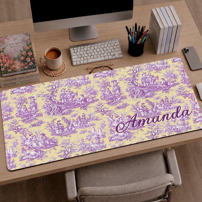 Élégant Vintage Jaune Toile de Jouy Monogramme (Créateur téléchargé)