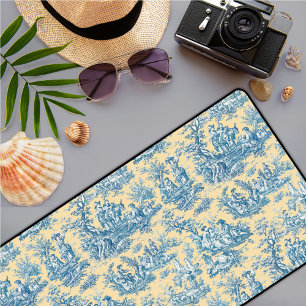 Elégant vintage jaune turquoise toile de jouy