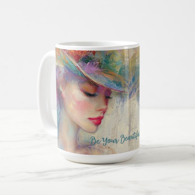 Elegant Vintage Lady in Fashion Hat Coffee Mug (Devant gauche)
