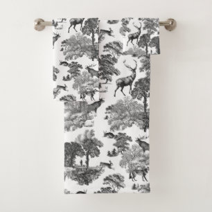 Elégant Vintage noir blanc toile Motif cerf