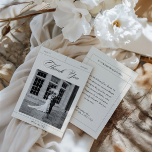 Elégant Vintage noir et blanc Mariage photo Merci