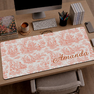 Élégant Vintage Orange Toile de Jouy Monogramme