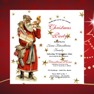 Élégant Vintage Père Noël Fête Invitation