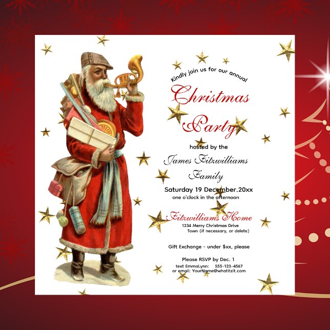 Élégant Vintage Père Noël Fête Invitation (Créateur téléchargé)
