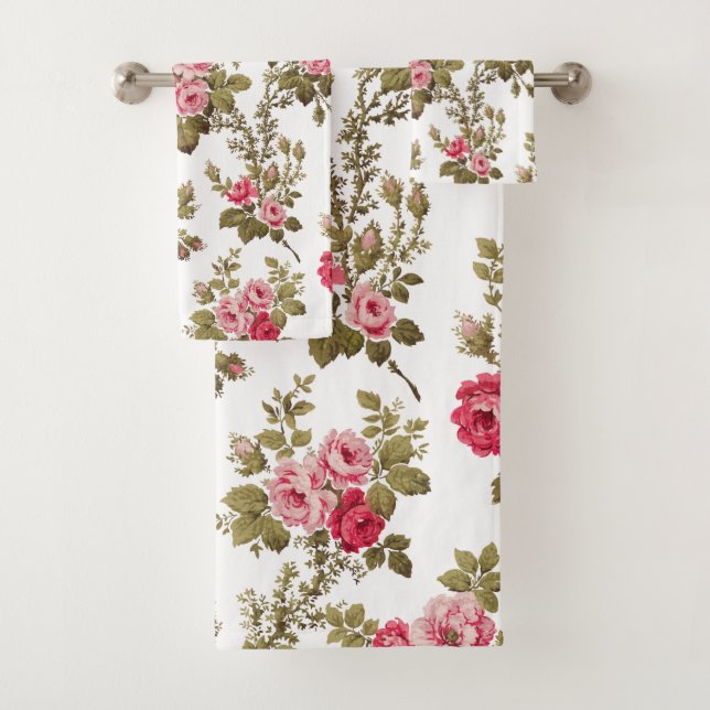 Élégant Vintage rose Roses-Blanc Arrière - plan (En situation)