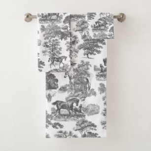 Elégant Vintage Rustic Grey Horses Toile