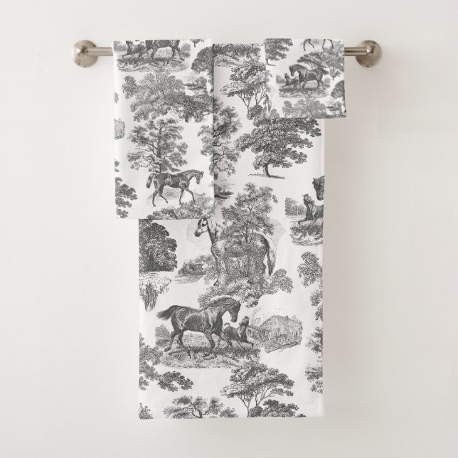 Elégant Vintage Rustic Grey Horses Toile (En situation)