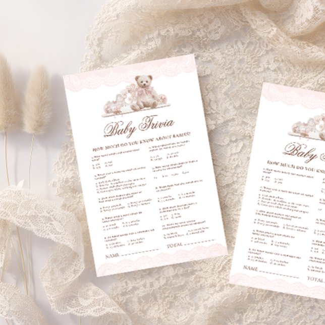 Elegant Vintage Teddy Bear Baby Trivia Game (Créateur téléchargé)