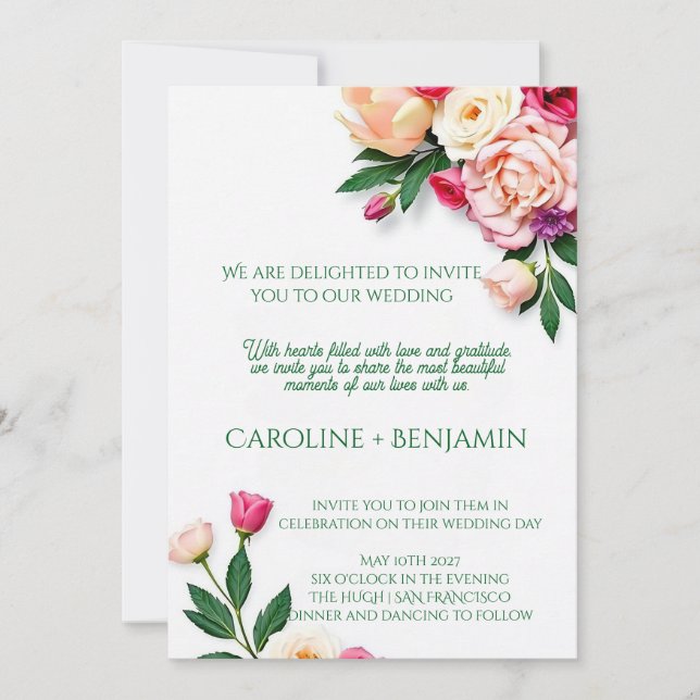Elegant Vintage Wedding Invitation Card (Devant)