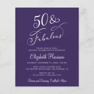 Elégant violet 50e anniversaire Invitation de fête