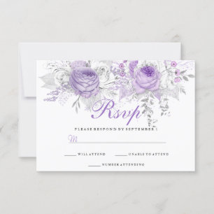 Elégant violet blanc hiver mariage floral RSVP