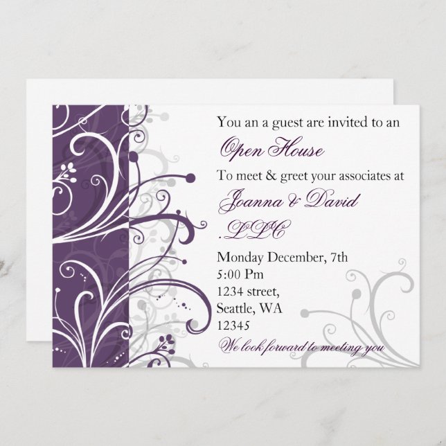 élégant violet Corporate party Invitation (Devant / Derrière)