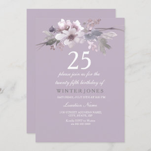 Élégant violet floral 25e anniversaire Invitation