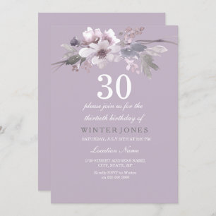 Élégant violet floral 30e anniversaire Invitation