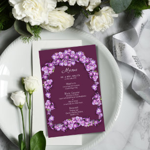 Elégant violet Lilac Finn Arch Floral Mariage Menu