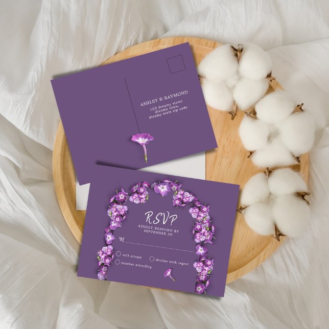 Élégant violet Lilac Rum Arch Florals Pas de menu  (Créateur téléchargé)