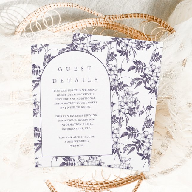 Élégant violet Mariage Floral Détails de l'invité (Créateur téléchargé)