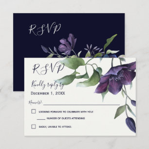 Elégant Violet Marine Blue Cream Wedding RSVP