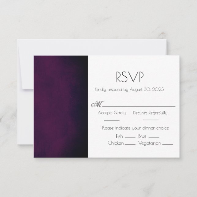 Elégant violet Ombre moderne mariage carte RSVP (Devant)
