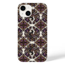Élégant violet or Batik corbeau coque iphone
