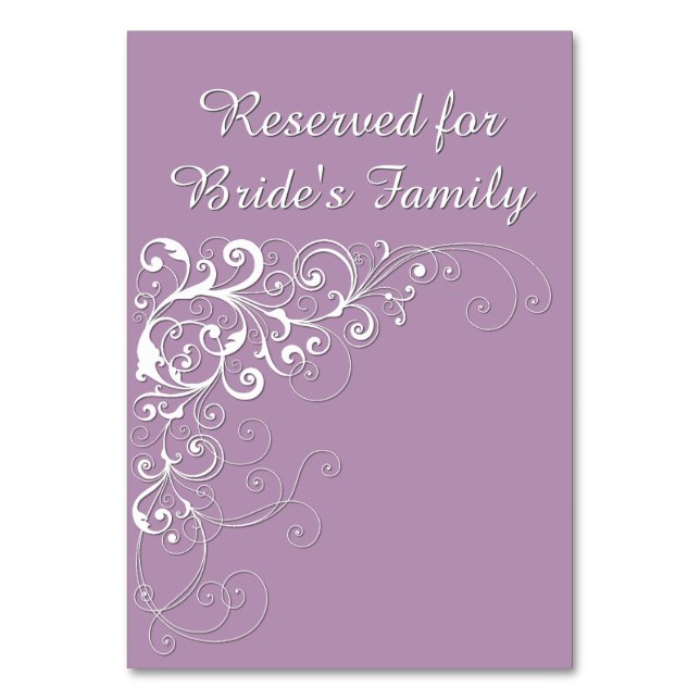Élégant Violet Réservé Mariage Carte Table (Par défaut)