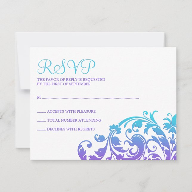 Élégant violet Turquoise Bat mitzvah RSVP (Devant)