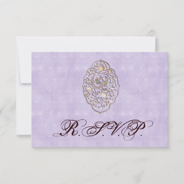 Elégant Violet Vintage Mariage RSVP (Devant)