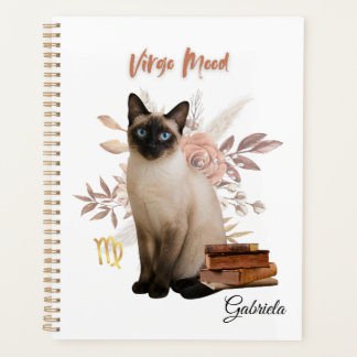 Elegant Virgo Zodiac Cat Planner Notebook