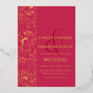 Elégant Viva Magenta Mariage Gold Foil Invitation