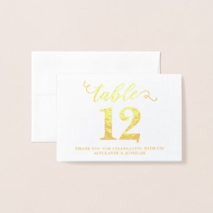 Elégant VRAI FOIL Gold Mariage Numéros de table Pe
