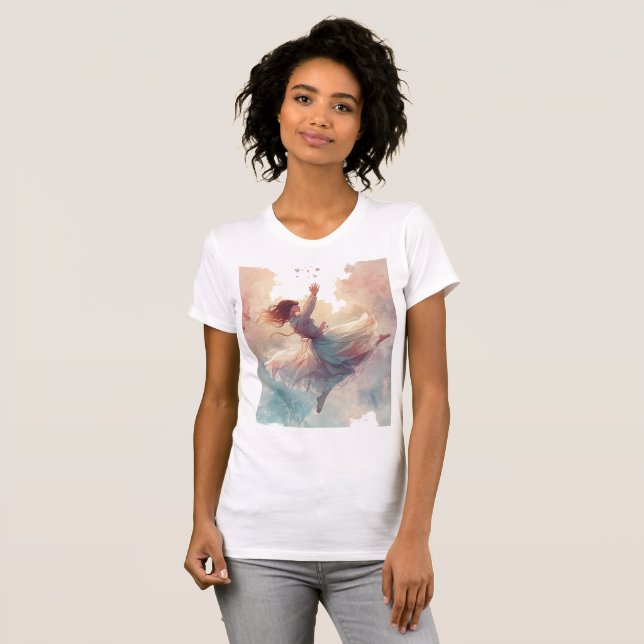 Elegant Watercolor Ballerina T-Shirt – Feminine Et (Devant entier)