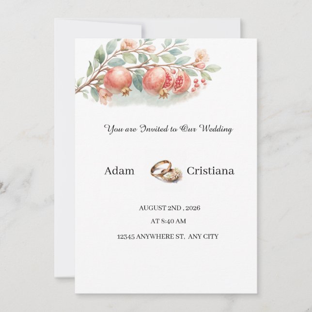 Elegant Watercolor Couple Wedding Invitation (Devant)