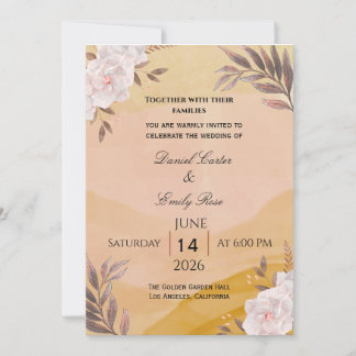Elegant Watercolor Floral Wedding Invitation in Wa