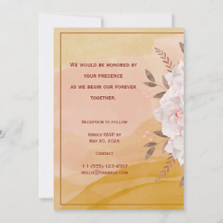 Elegant Watercolor Floral Wedding Invitation in Wa