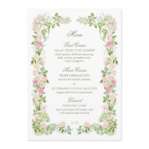 Elegant Watercolor Floral Wedding Reception Menu