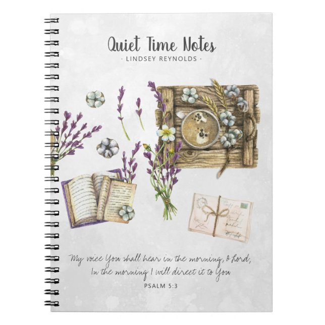Elegant Watercolor Monogram Quiet Time Journal (Devant)